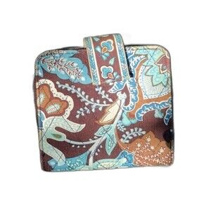 Vera Bradley Java Blue Wallet Brown and Blue Paisley all over Print Preloved‎